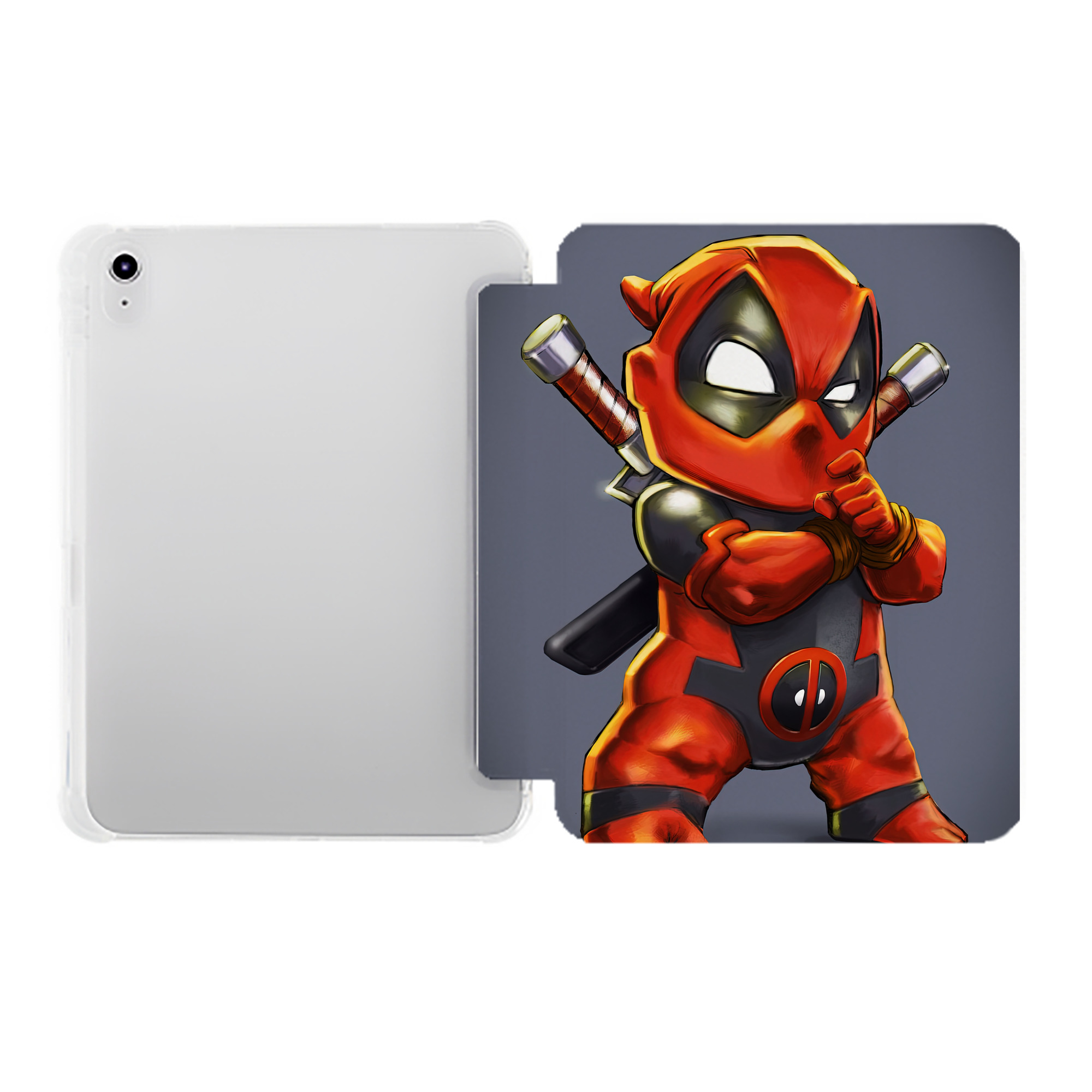 （画像用） Deadpool デッドプール IPad ケース ペン収納付き 三つ折りスタンド PUレザー×シリコン 対応機種9.5/10.5/10.9インチ